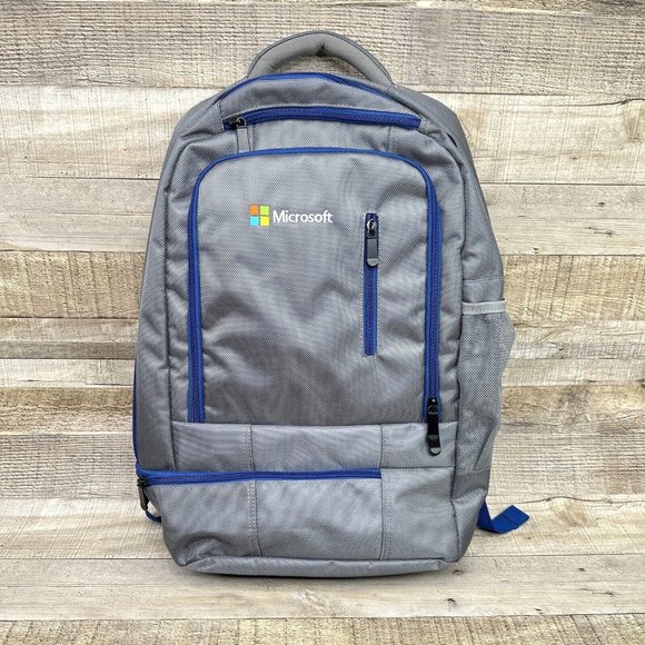 Microsoft Bags Microsoft Laptop Padded Gray Blue Polyester Backpack